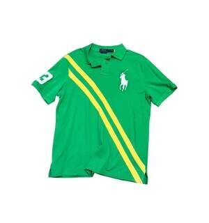 Polo Ralph Lauren Men's Diagonal Stripe Big Pony Custom Slim Fit Mesh Polo Shirt